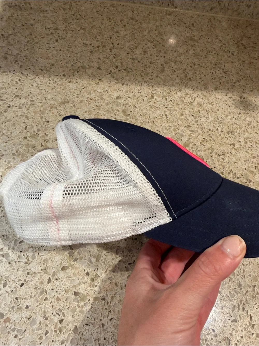 Vineyard Vines Navy Trucker Hat with Red-Trim Whale Patch